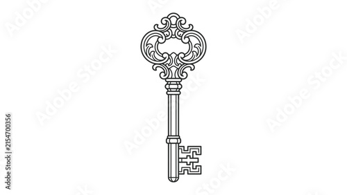 Antique Skeleton Key: An ornate, vintage skeleton key with intricate scrollwork on its bow sits in isolation, a symbol of mystery, history, and access.