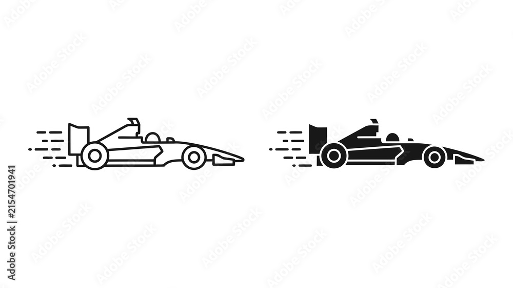 Fototapeta premium Fast formula one race car silhouette vector illustration isolated on transparent
