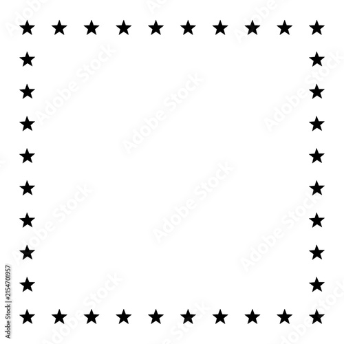 Black star square decorative frame – Clean geometric star motifs positioned around an open square center, designed for framing text, logos, headlines, labels, and other decorative graphic elements