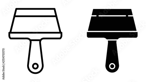 Foto Putty knife construction tool vector icon in outline and solid black style for d