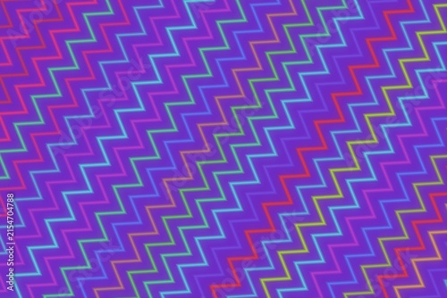 Colorful zigzag pattern with neon shades on purple background