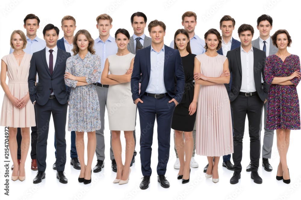 Obraz premium Diverse business team standing together on white background