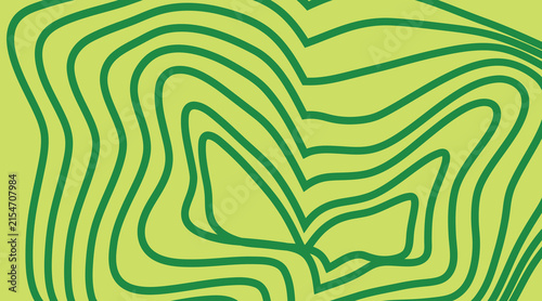 Abstract Retro Topographic Background with Green Contour Lines and Organic Flowing Shapes Vector Design