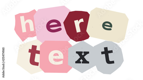 Colorful typography text design with letters cut out