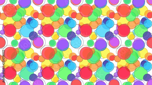 A vibrant pattern of overlapping colorful circles on white background