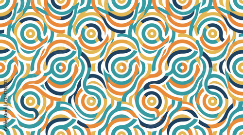 A vibrant seamless pattern featuring colorful abstract circular shapes