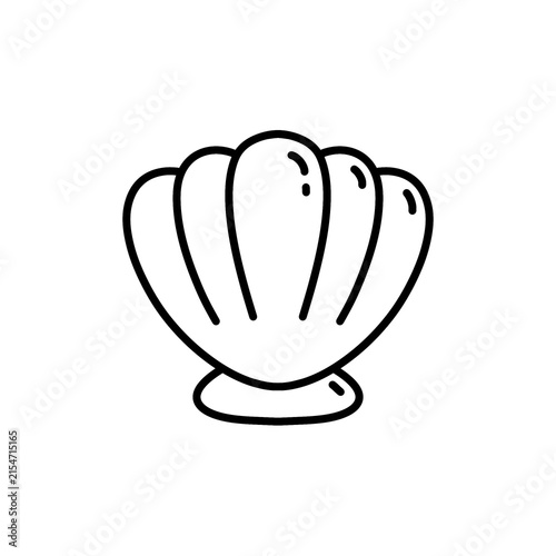 Seashell line icon with hand drawn doodle design style