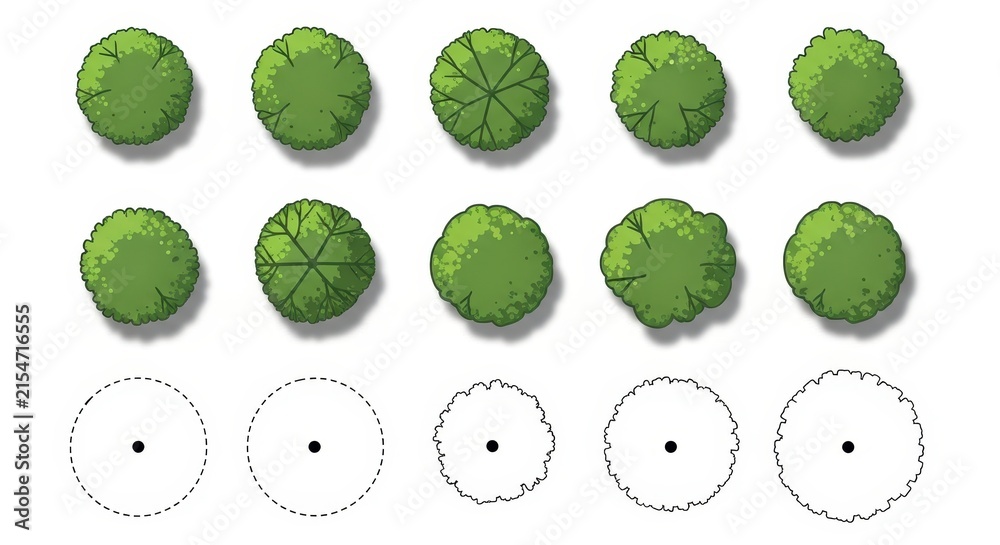 Fototapeta premium Top View Tree Symbols for Landscape Architecture and Site Plan Design - Vector Illustration Set