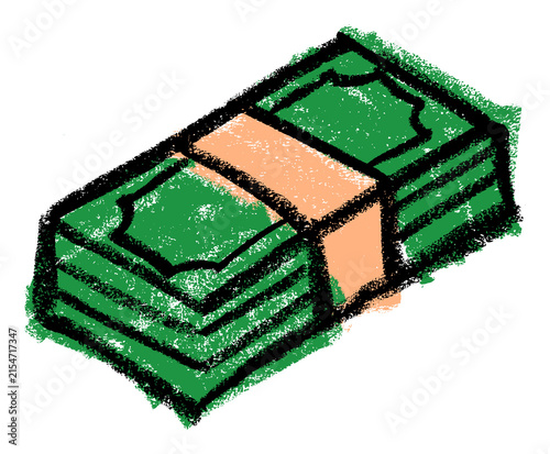 Stack Of Dollar Banknotes Money Crayon Chalk Drawing Doodle PNG Transparent