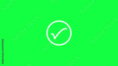 Animated Circle Check Mark Icon on Green Screen Background