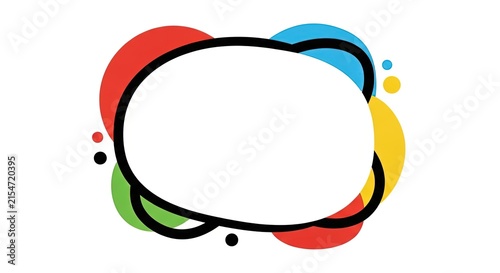 Colorful Abstract Speech Bubble with Bold Black Outline on White Background - Modern Design Element
