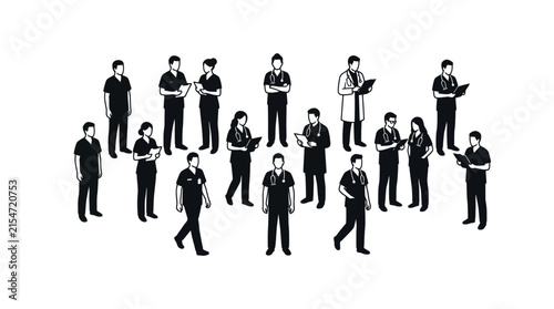 Medical Staff Silhouette Icon Set