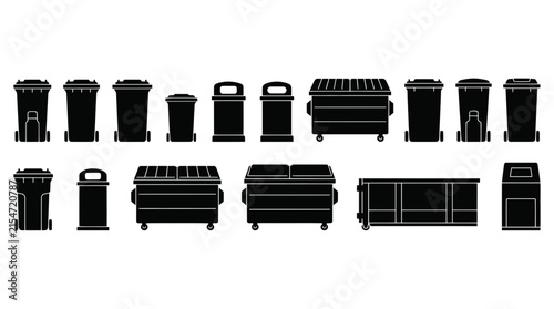 Garbage Bin and Dumpster Icon Set