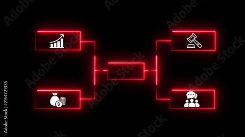 Glowing Neon SQL Tech Flowchart Bracket Animation Neon Graphic Diagram Animation Showing  Concept with Business Icons Organization Chart Animation with Business Icons.
