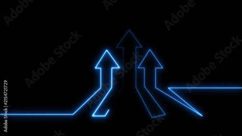 Glowing Neon Up Arrow Financial Business Graph Icon Animation. Neon up arrow concept and business graph icon. Neon glowing Financial business graph icon animation.