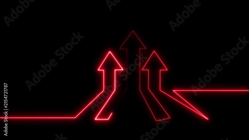 Glowing Neon Up Arrow Financial Business Graph Icon Animation. Neon up arrow concept and business graph icon. Neon glowing Financial business graph icon animation.