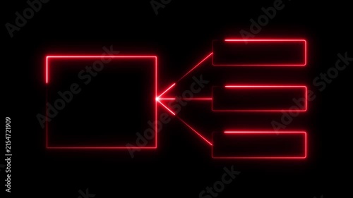 Glowing Neon Business Hierarchy Organogram Flowchart Network Diagram Neon flowchart, Corporate organizational structure graphic elements, network diagram, hi-tech illustration.