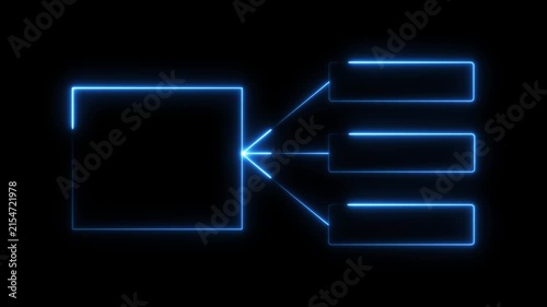 Glowing Neon Business Hierarchy Organogram Flowchart Network Diagram Neon flowchart, Corporate organizational structure graphic elements, network diagram, hi-tech illustration.