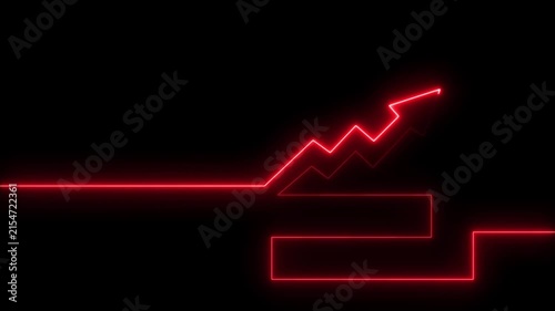 Neon Arrow Business Growth Graph Animation Market Recovery Concept . Market Recovery Concept. Successful growth trend line graph going Up..