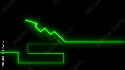 Neon Arrow Business Growth Graph Animation Market Recovery Concept . Market Recovery Concept. Successful growth trend line graph going Up..
