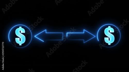 Glowing Neon Dollar Sign with Arrows Business Finance Graph Animation. business graph bar chart money profit finance success us currency sign symbol 4k ...