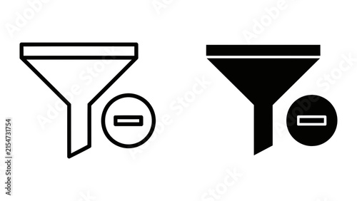 Foto Filter with minus sign vector icon in outline and solid black style for data man