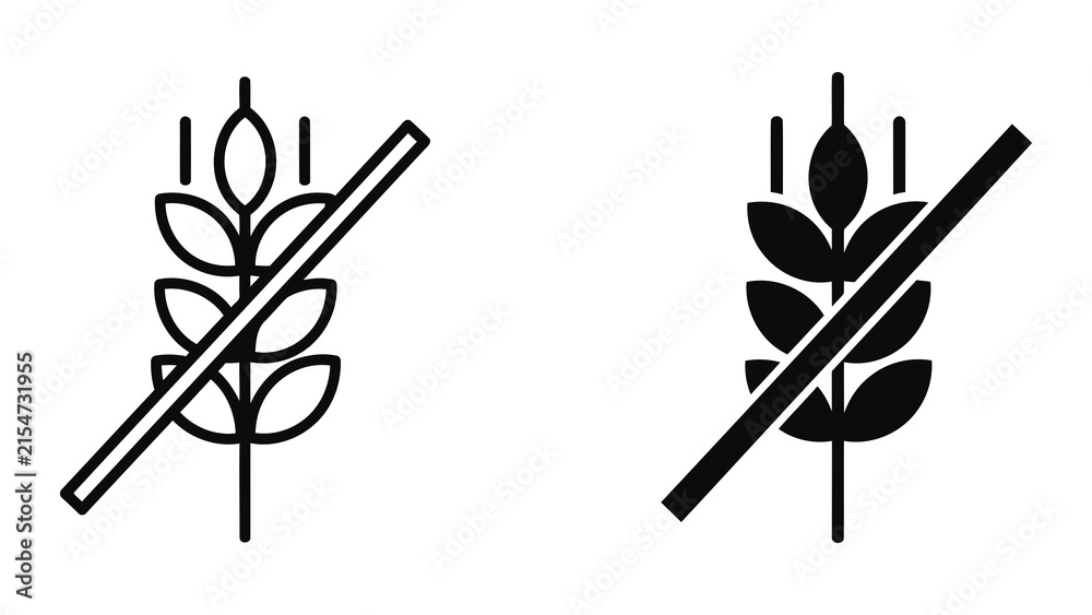 Fototapeta premium Gluten free wheat ear sign vector icon for food packaging and dietary health labels