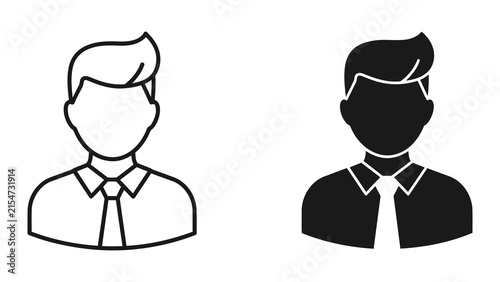 Businessman avatar icon in line and solid style isolated on white background