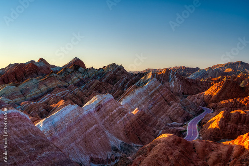 Cuadro en lienzo Sunrise Panorama of Zhangye Danxia Rainbow Mountains