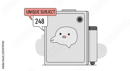 Cute cartoon seal on vintage camera, unique subject number 248, retro design