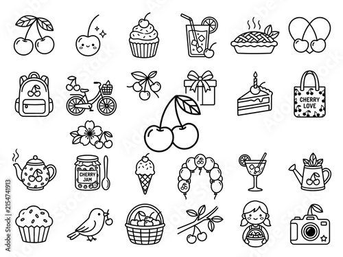 Cute Cherry Icons & Doodles: Food, Lifestyle, Summer & Sweet Treats