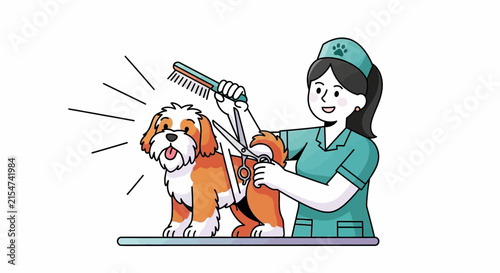 Cute Dog Grooming Session with Professional Stylist