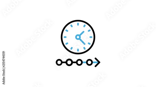 Animated timeline icon for progress, workflow, activity, routine, management progress. Planning time, deadline and schedule process for business strategy animation video with alpha channel
