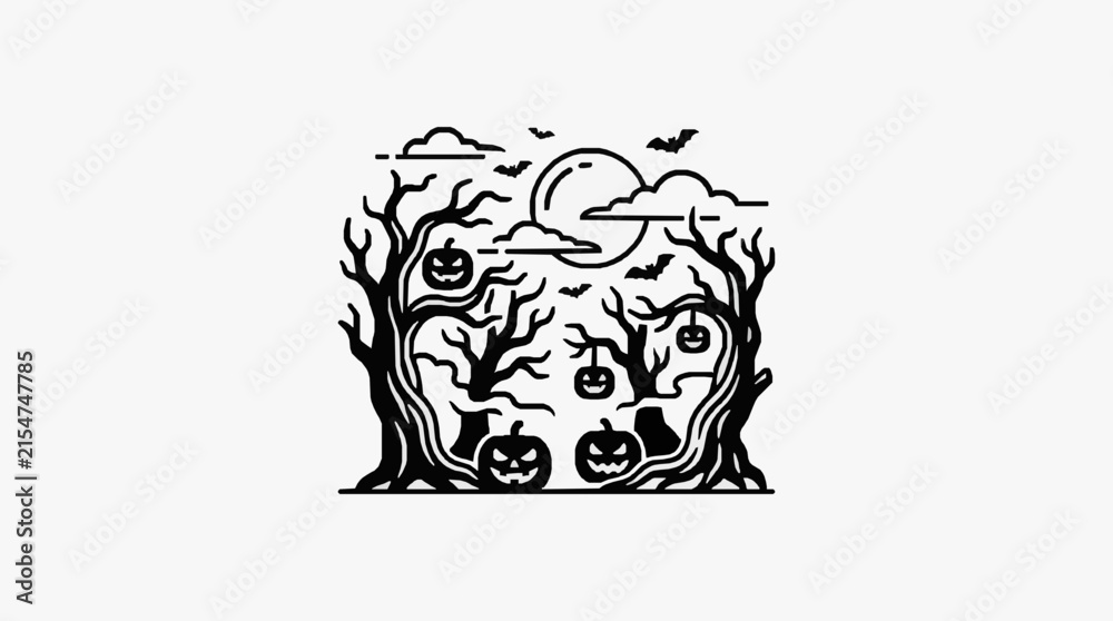 Fototapeta premium Black and white line drawing of a cartoon elephant with tusks and large ears.