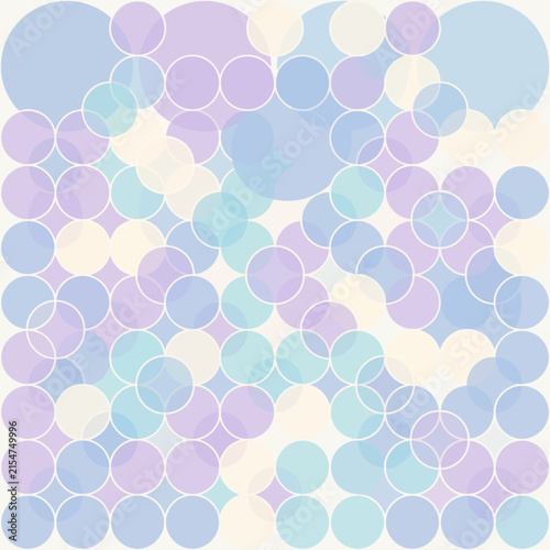 A Seamless Pattern Featuring Overlapping Circles In Soft Pastel Blue And Lavender