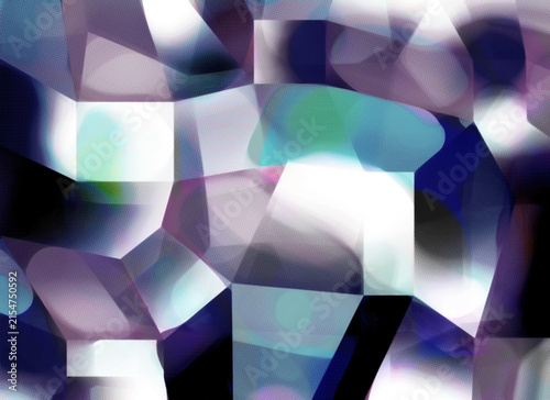 Abstract light and shadow crystal geometric background with  gradient and halftone texture. Retro - futuristic style.