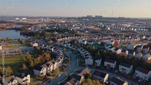 Aerial view of homes in Halifax, Nova Scotia during autumn season