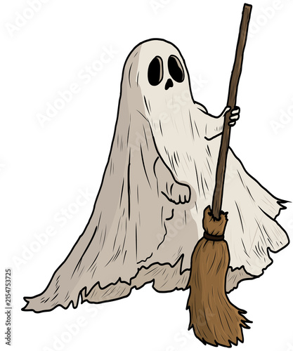 Halloween ghost  with broom