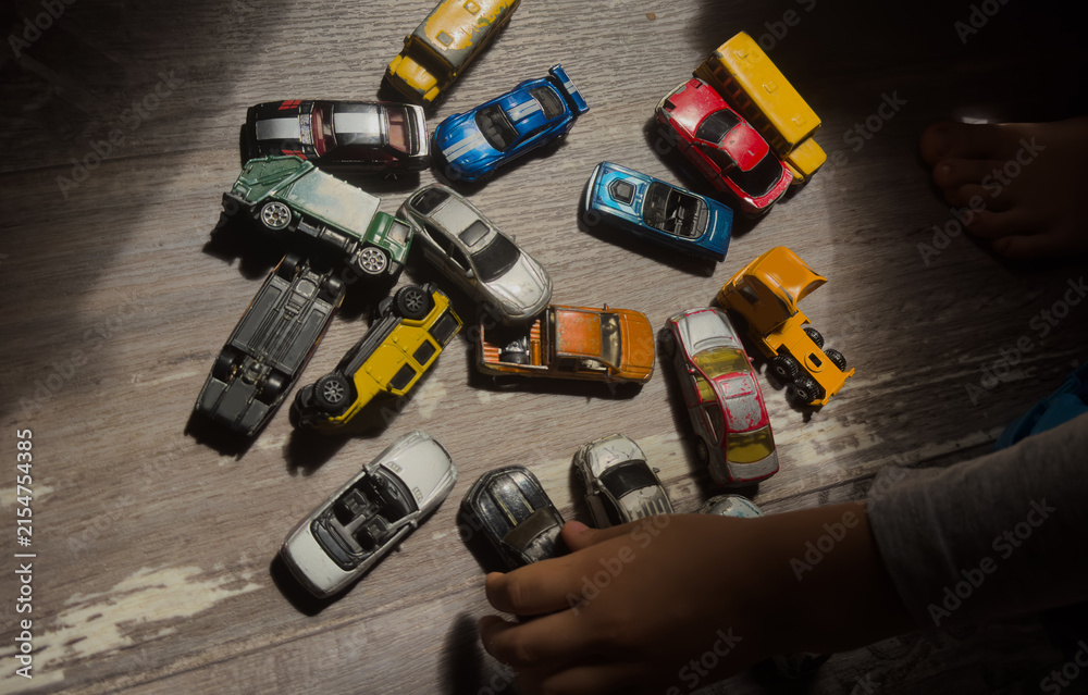 Fototapeta premium old car models on the flor