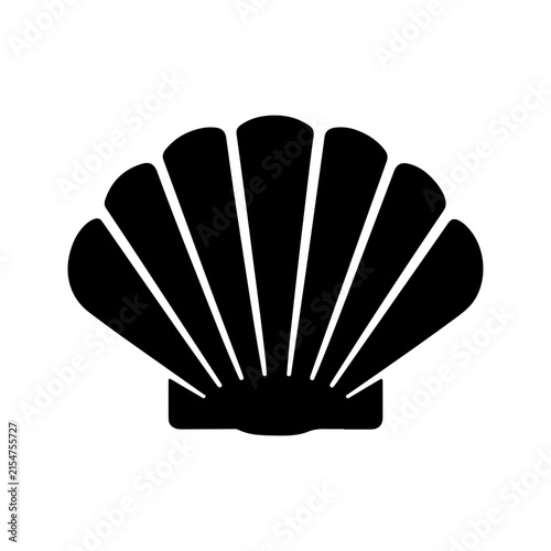 Simple Seashell Silhouette Ocean Beach Coastal Marine Summer Vacation Vector Graphic