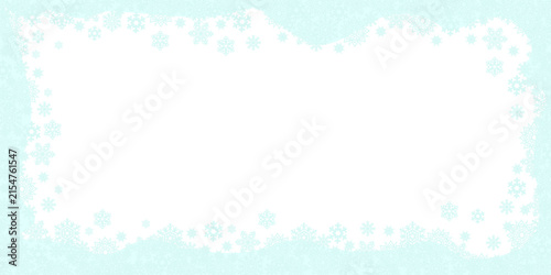 Delicate light blue snowflake border on a white background, elegant winter decoration for Christmas cards, holiday stationery, wrapping paper and seasonal designs.