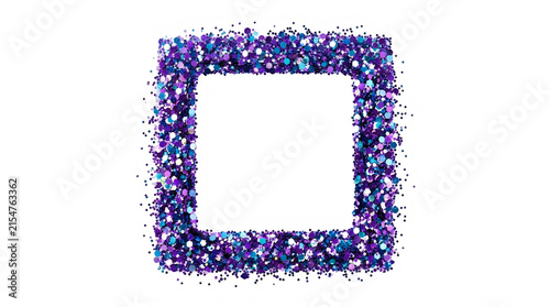 Colorful geometric square frame made of tiny dots isolated design transparent background