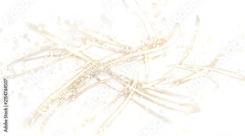Delicate golden sparkly string lights forming elegant intertwined patterns transparent background