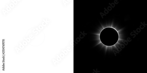 Transparent background with a realistic total solar eclipse effect showing the bright sun corona. This celestial light ring element adds a professional astronomical touch to your designs.
