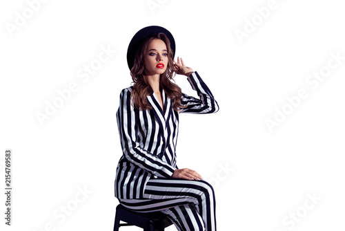 Quadro su tela Half-turned portrait of graceful stunning exquisite posh self-assured famous pop