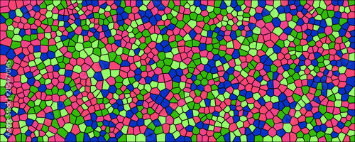 Vibrant mosaic background with pink green and blue geometric shapes