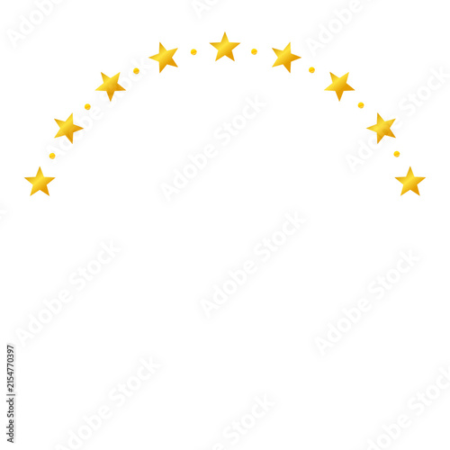 Luxury golden star arc ornament – Decorative star elements arranged along a smooth arc with a polished metallic appearance, ideal for headers, posters, labels, and sophisticated composition