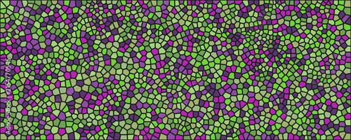 Organic mosaic design with lime green purple and olive color shades