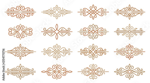 Decorative ornaments set elegant swirl elements