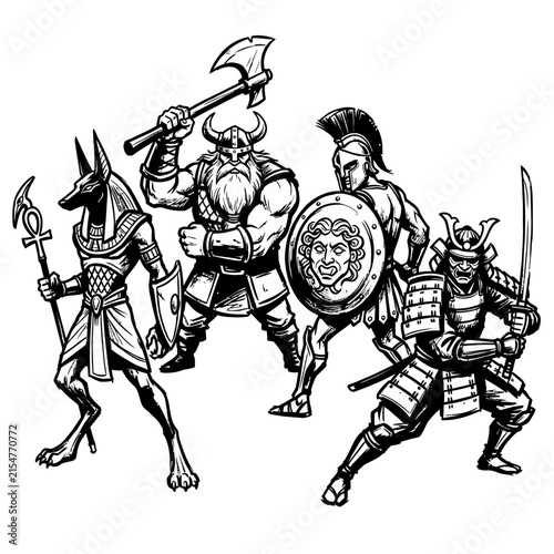 Diverse Warriors From Different Eras and Cultures Assembled.